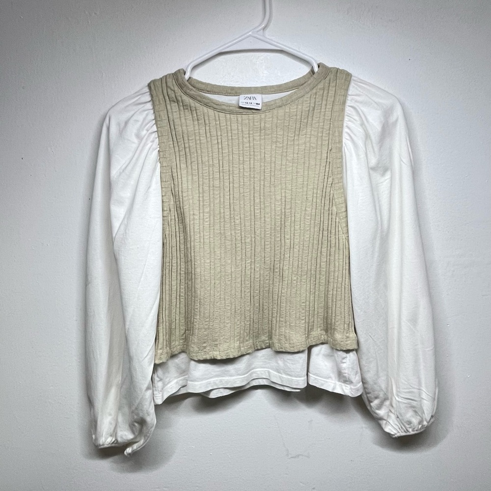 Zara Beige and White Layered Top